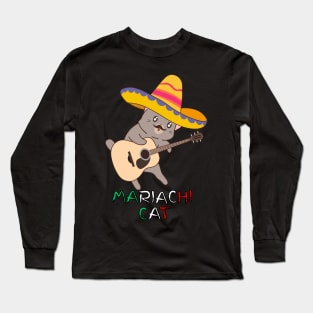 Mariachi Cat, Mexican Reference, funny and cute design Long Sleeve T-Shirt